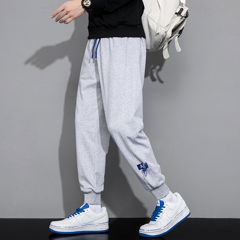 Quần jogger nỉ nam nữ ống rộng unisex ，Quần nỉ trơn bo gấu，quần dài nam mặc nhà thể thao đẹp
