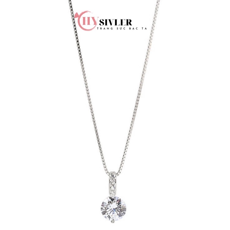 Dây chuyền bạc s925 dây mì mặt đá siêu sáng đơn giản nữ tính dây chuyền nữ bạc thật giá rẻ