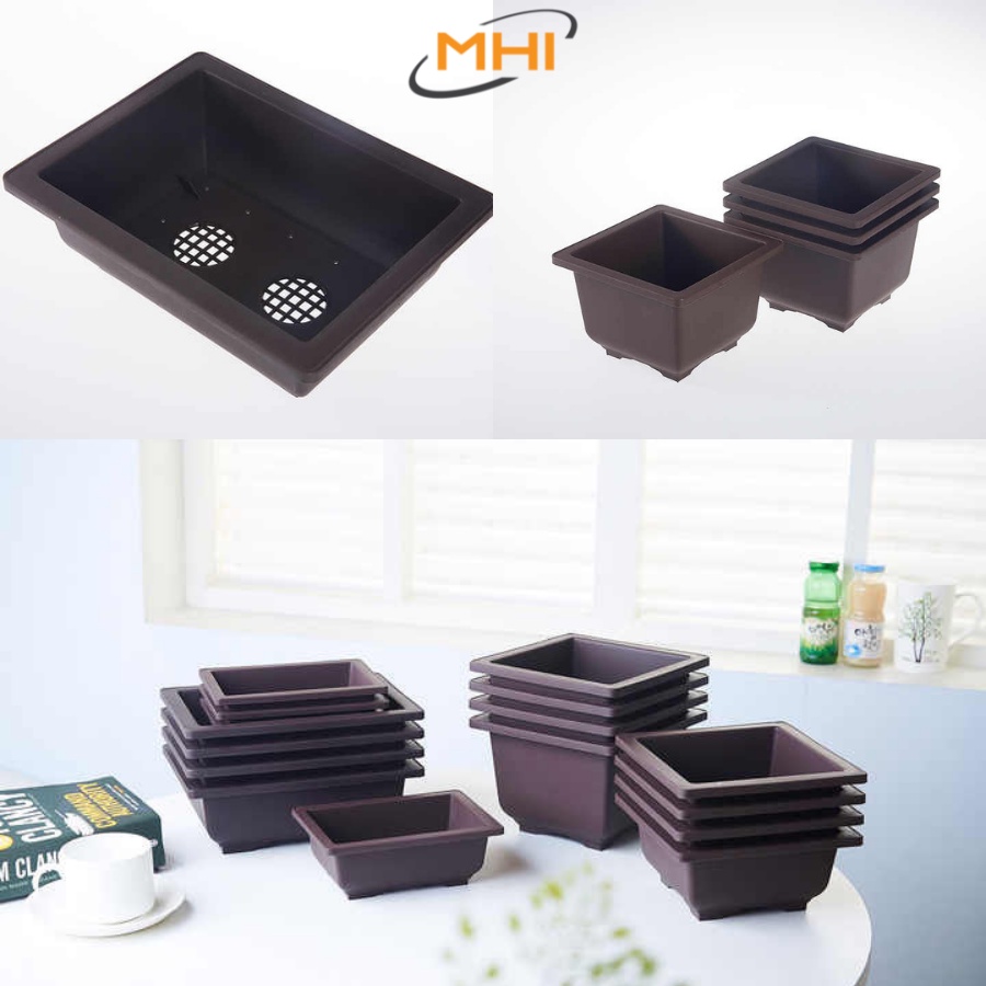 Chậu Nhựa Trồng Cây BonSai Hình Vuông / Chữ Nhật. Phù hợp chồng cây cảnh phòng khách, văn phòng