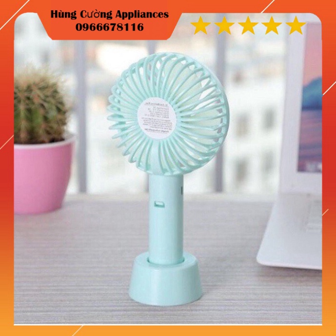QUẠT MINI CẦM TAY TÍCH ĐIỆN 3 TỐC ĐỘ + PIN + CÁP SẠC + ĐẾ QUẠT GIÁ RẺ