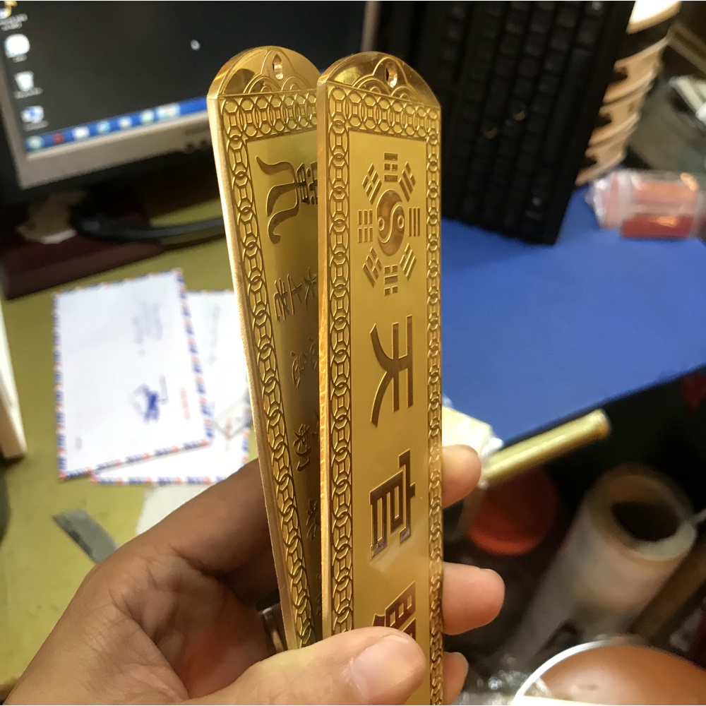 Thước thiên quan tứ phước ngang dài 16cm bằng đồng nguyên chất xịn xò