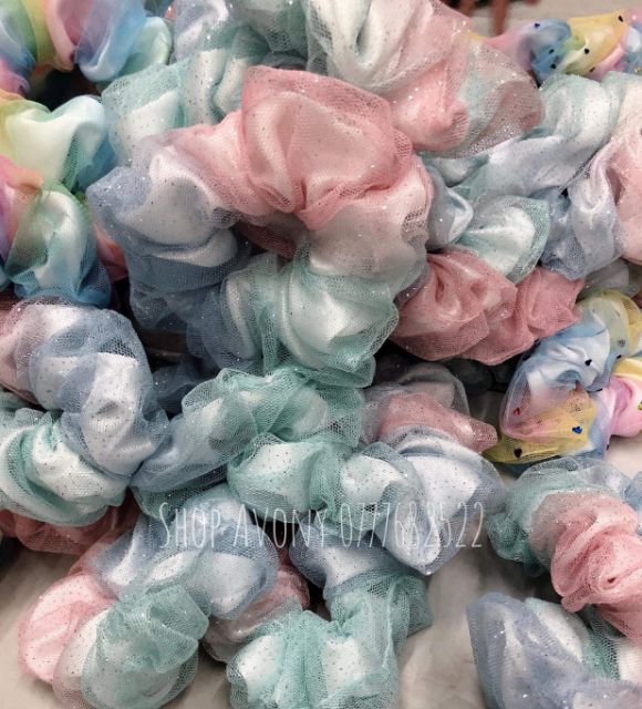 Scrunchies phiên bản unicorn 🦄 siêu phồng màu cầu vòng