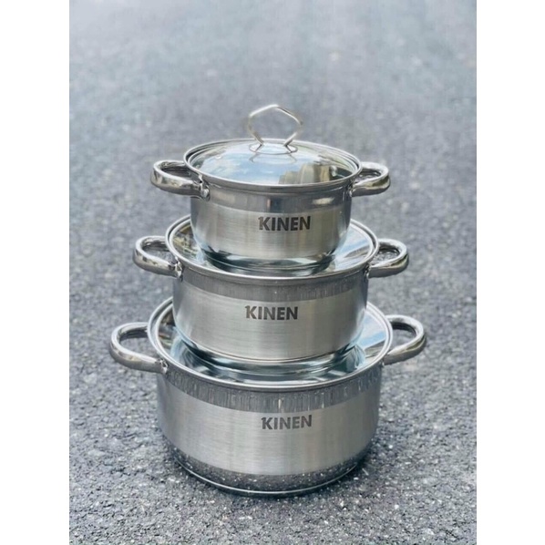 Bộ 3 nồi inox 5 đáy Goldsun Kinen cao cấp