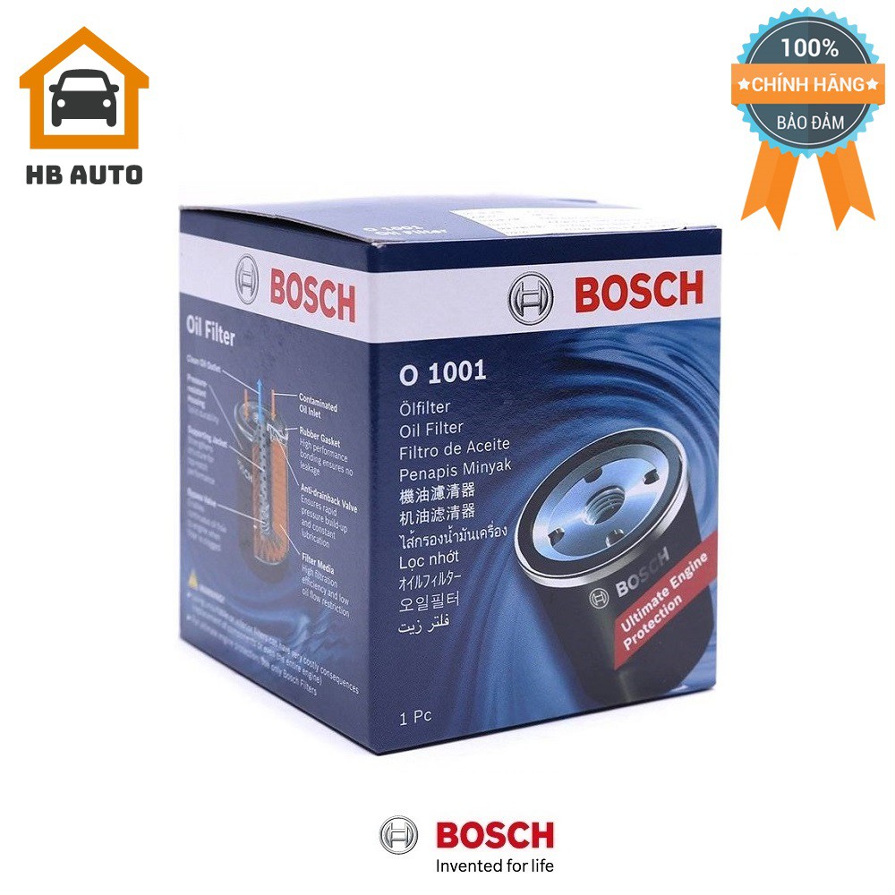 Lọc Nhớt Bosch O 1001 Dành cho các dòng xe Mitsubishi Jolie, Mirage, KIA Morning