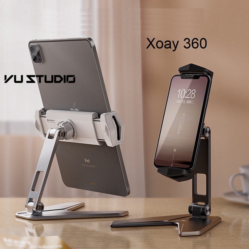 Giá kẹp xoay 360 độ đỡ điện thoại máy tính bảng tablet cho iPhone, iPad, Surface, Samsung hợp kim nhôm P15