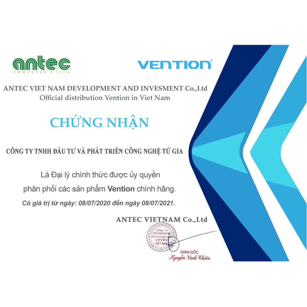 Cáo nối dài USB 2.0 có chip khuếch đại Vention VASC01 10M Hàng chính hãng