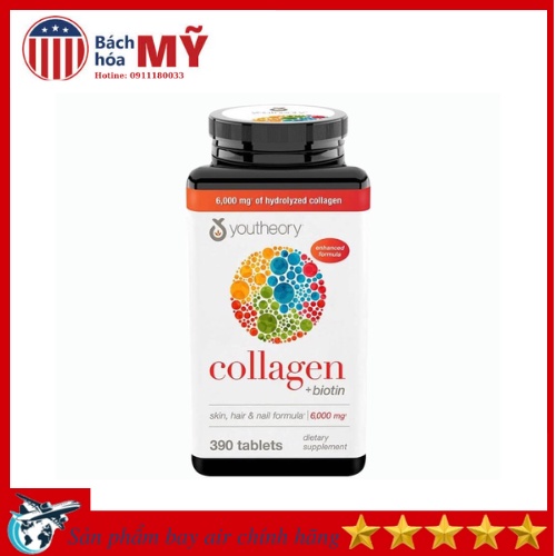 HÀNG AIR MỸ Viên Uống Bổ Sung Collagen Youtheory 390 viên - Mỹ