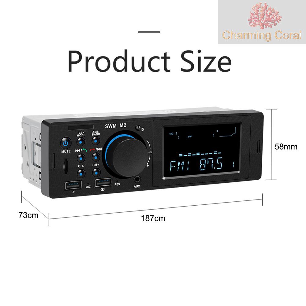 Máy phát âm thanh MP3 radio FM bluetooth SWM M2 60W hỗ trợ USB/TF/3.5mm AUX cho xe hơi