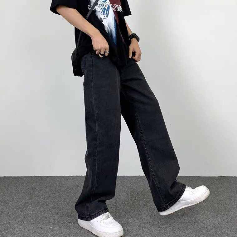 Quần baggy jean nam, nữ ống suông rộng , quan baggy nam phong cách Hàn Quốc  chất rin dày dăn hot trend 2022