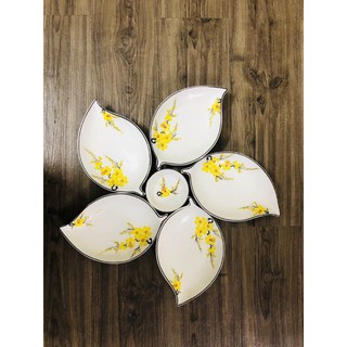Bộ đĩa lá trầu. đk50cm.hàng sứ bát tràng