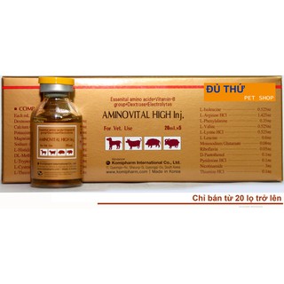 AMINOVITAL HIGH INJ. (20ml) - Bổ sung điện giải, protein, bù nước...cho gia súc (20 lọ/ đơn hàng)