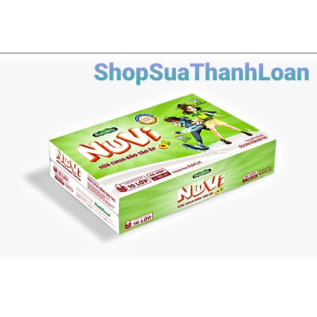 [HSD T6-2022] THÙNG 48 HỘP NUVI SỮA CHUA ĐÀO TÁO ÉP 110ML