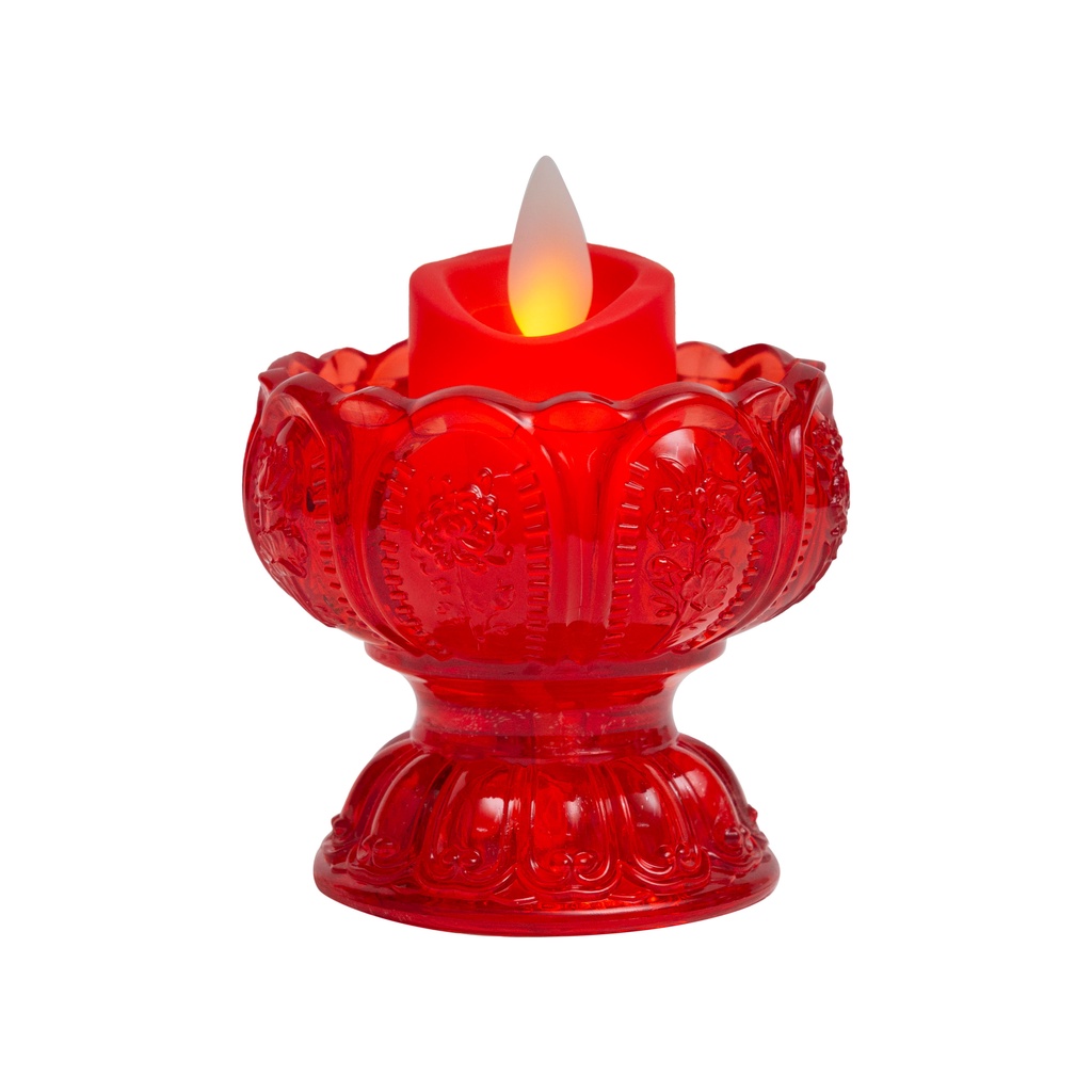 Cốc nến thờ, cốc nến HS SOPOKA chạm khắc hoa sen tinh sảo bằng điện an toàn