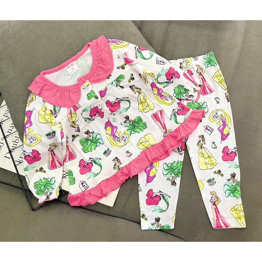 Đồ bộ bé gái, Bộ ngủ dài tay cho bé gái từ 8-25kg chất cotton hàng xuất mềm mịn mát