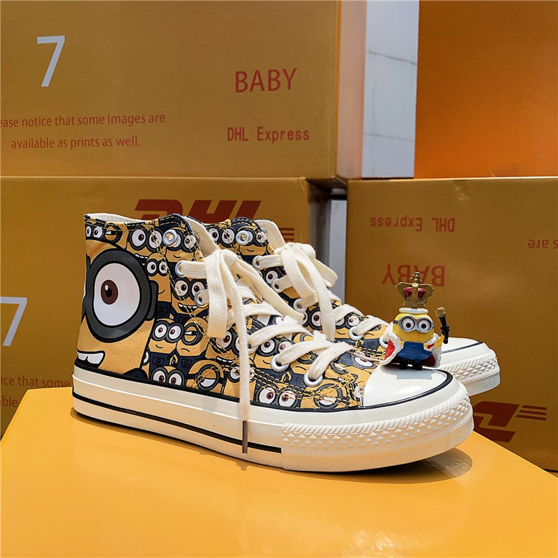 Giày canvas họa tiết hoạt hình Minions/One piece size 39-44 thời trang cho nam