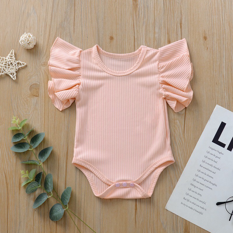 Áo Liền Quần Cho Bé  𝐅𝐑𝐄𝐄𝐒𝐇𝐈𝐏 Bodysuit Ngắn Tay Dệt Kim Thiết Kế Tay Cánh Tiên Xinh Xắn Cho Bé