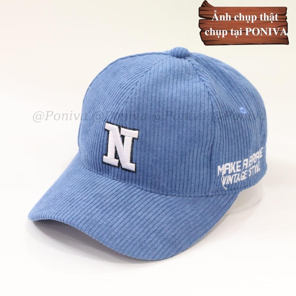 Mũ lưỡi trai ❤️ Nón kết thêu chữ N chất nhung tăm form unisex phong cách Ulzzang Thời trang PONIVA siêu hot