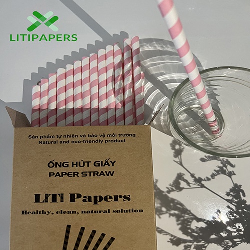 ỐNG HÚT GIẤY MÀU HỒNG - PHI 8