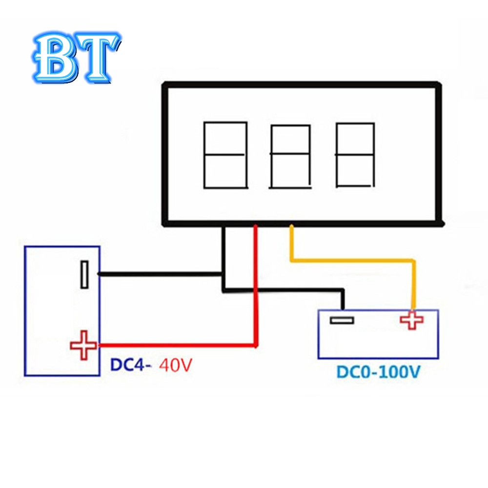 Vôn kế điện tử 3 dây tích hợp màn hình led DC 0-100V cỡ 0.28"