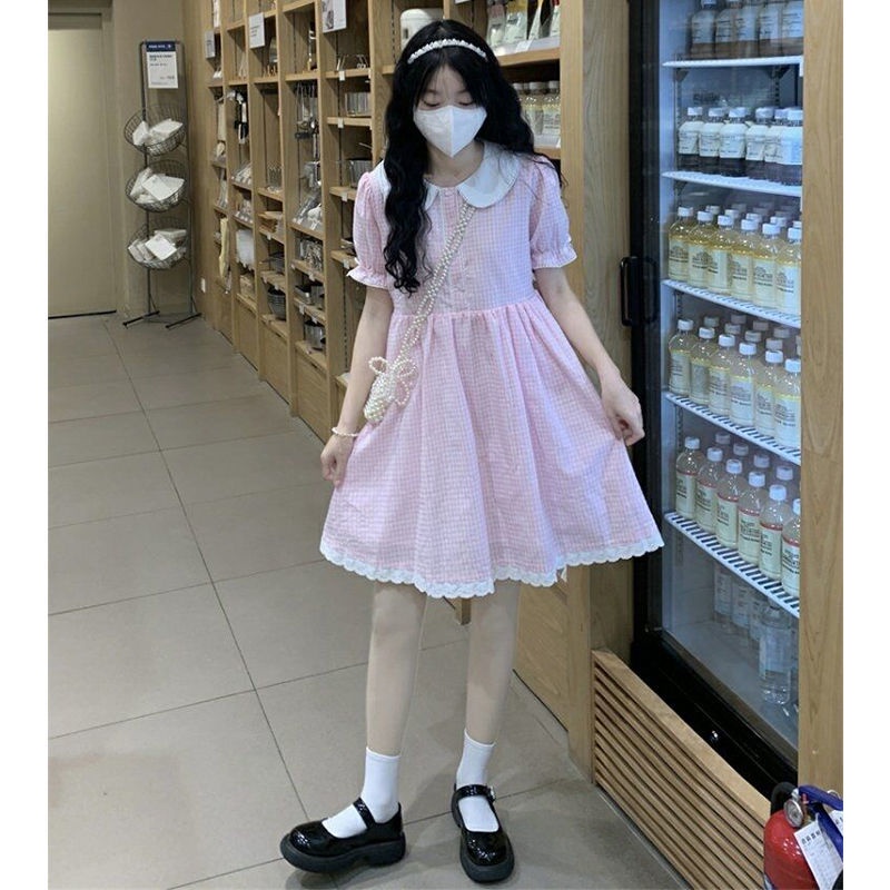 Đầm Công Chúa Mùa Hè Dáng Chữ A Mềm Mại Cổ Búp Bê Phong Cách Nhật Bản Cho Nữ