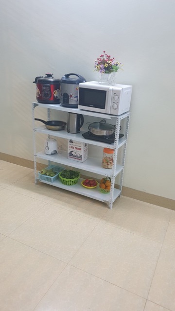 Kệ sắt v lỗ 4 tầng dài 1m rộng 0,3m cao 1,2m màu TRẮNG