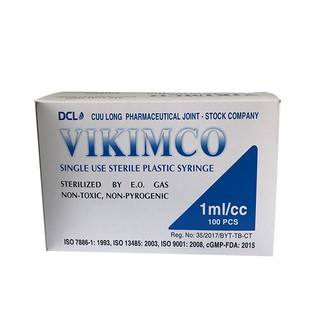 Kim tiêm vô trùng 1cc vikimco hộp 100 cây