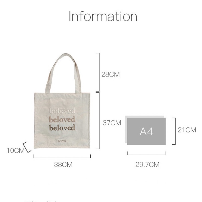 [Ảnh thật] Túi tote thêu chữ beloved dễ thươngggg