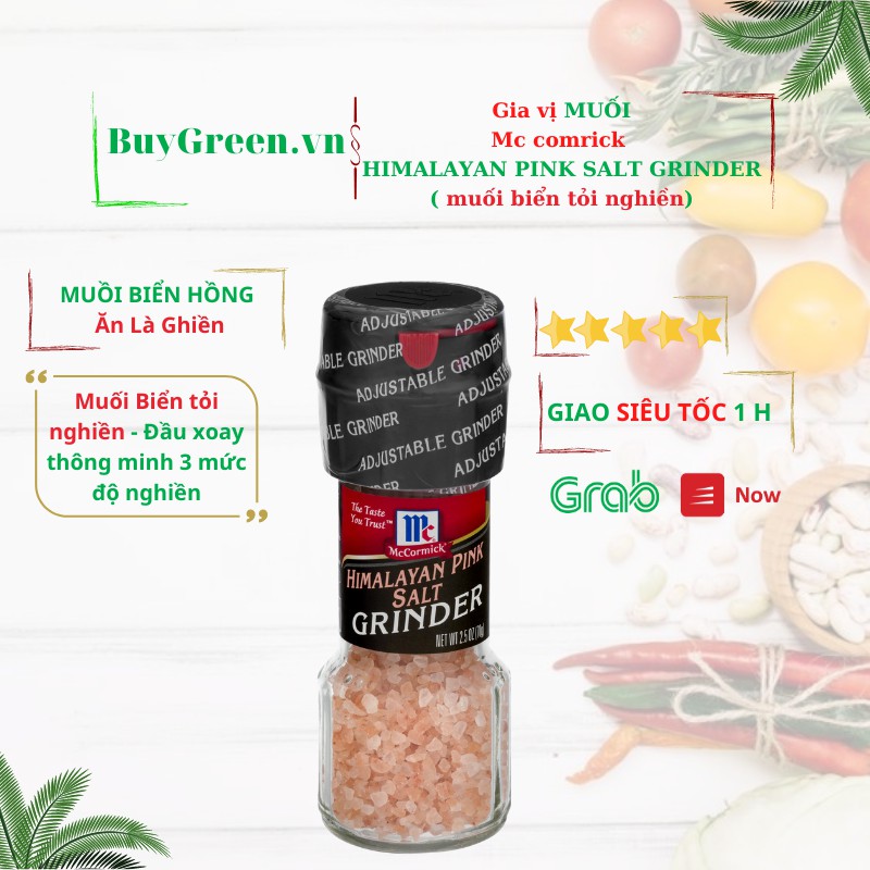 Muối Biển Hồng Nghiền Cao Cấp Ăn Kiêng Himalayan Sea Salt Grinder Mc cormick 2.5 oz 70g ( ĂN LÀ GHIỀN )