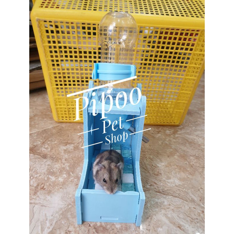 Đồ chơi gỗ cho hamster - Đế bình kết hợp chén ăn nhà ngủ 3in1