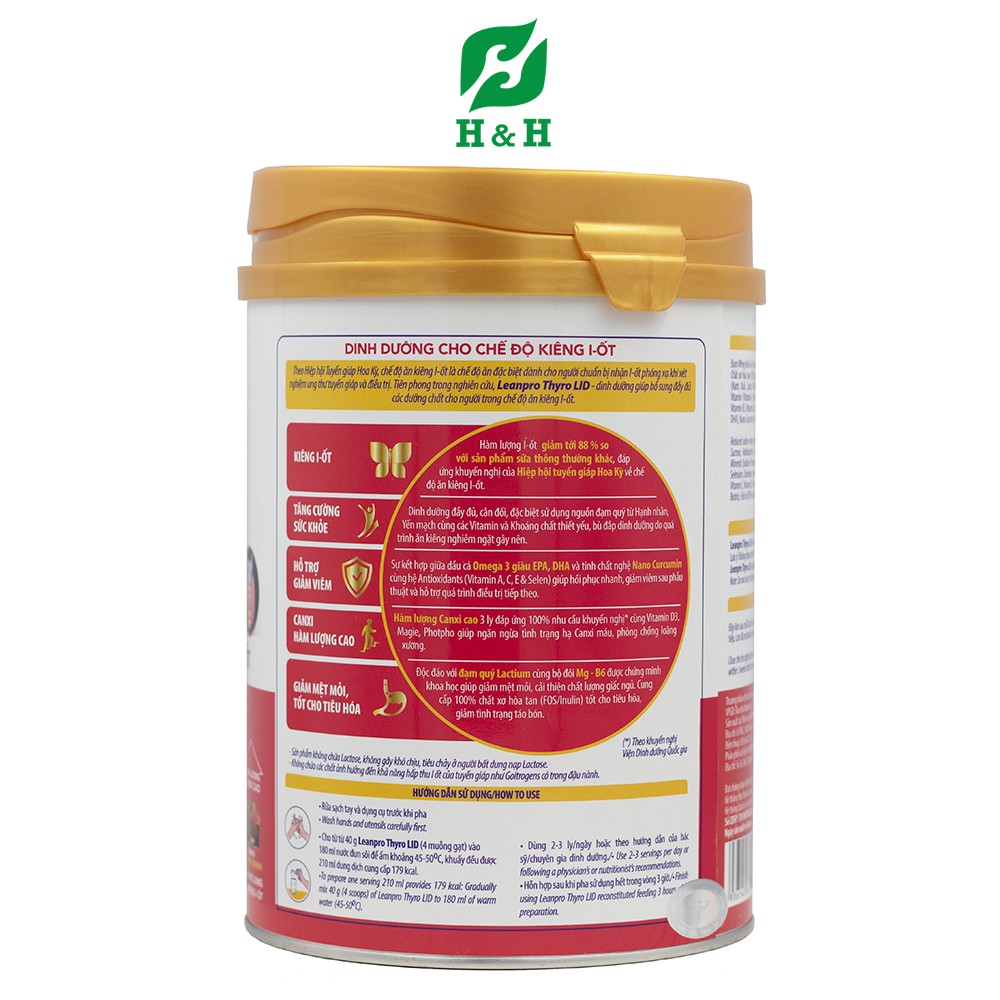 Sữa Lean Pro Thyro Lid – Dinh dưỡng tối ưu cho người kiêng I-ốt, bệnh lý tuyến giáp - 900g