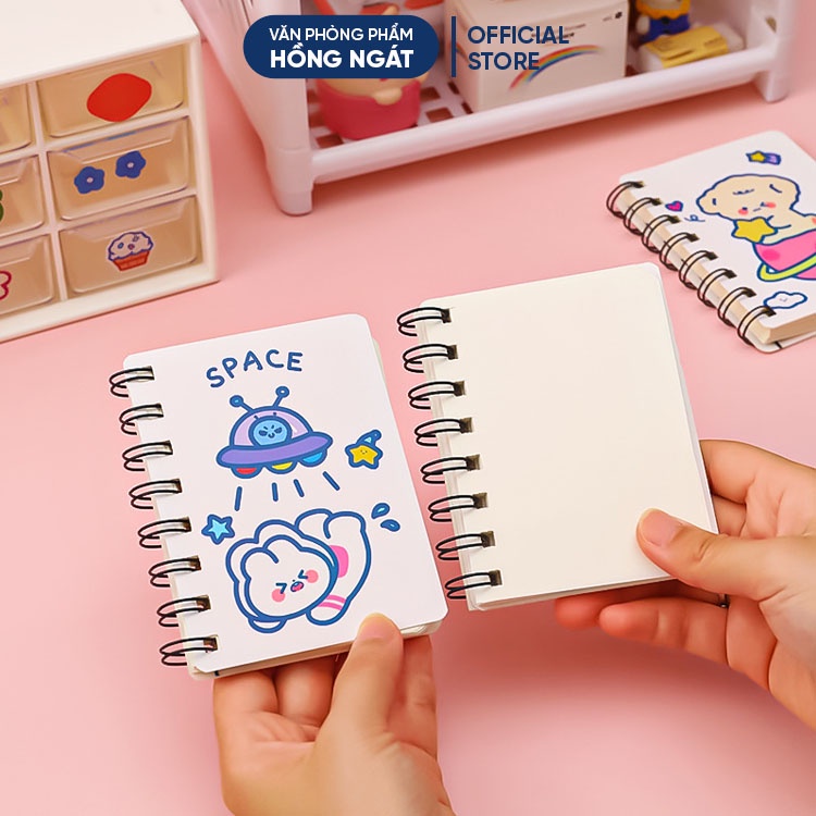 Sổ tay cute ghi chép nhỏ gọn bỏ túi, sổ tay lò xo mini đẹp dễ thương 80 trang không dòng kẻ S04