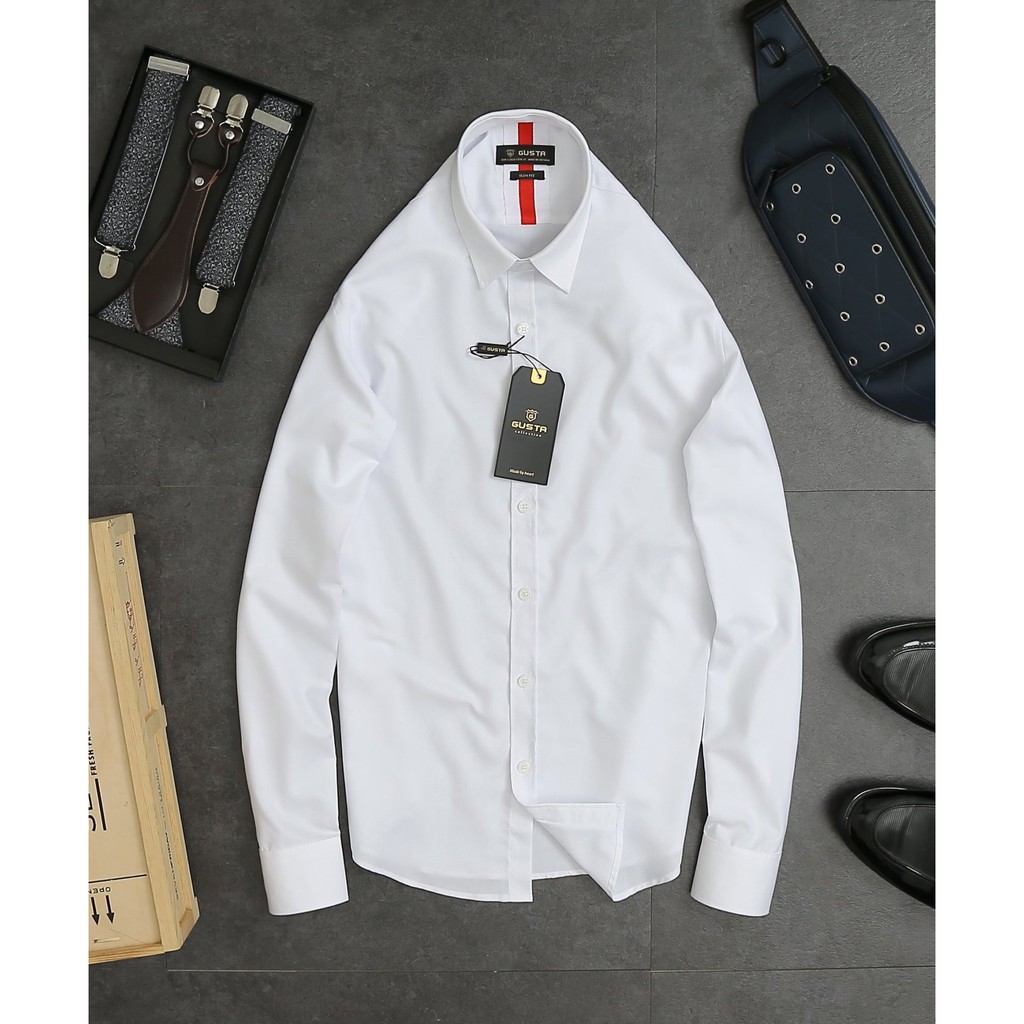 Áo Sơ Mi Nam Đẹp Trơn Tay Dài - Áo Sơ Mi Nam Hàn Quốc Kiểu Dáng Trẻ Trung - chất liệu cotton thoáng - SM06 - GUSTA | BigBuy360 - bigbuy360.vn