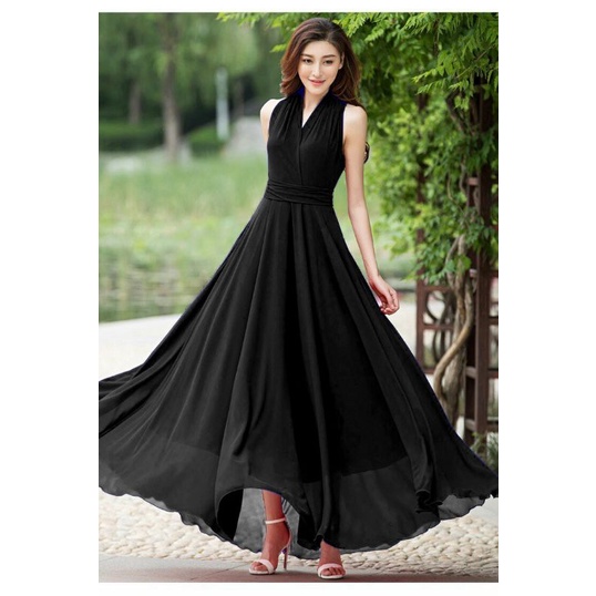 ĐẦM MAXI DÀI CỔ V SANG TRỌNG đi biển Lh0917399527