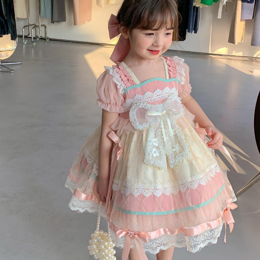 Girls' Lolita princess dress 2022 new summer children's western style bubble dress children's baby summer dress