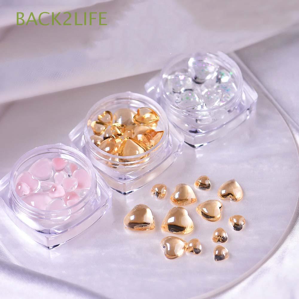 [Hàng mới về] Hộp hạt đá đính trang trí móng tay nghệ thuật hình trái tim 3D độc đáo thời trang