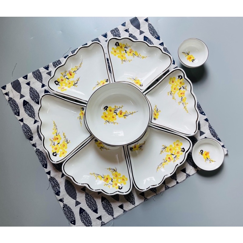 Sét bộ đồ ăn hoa mặt trời Bát Tràng