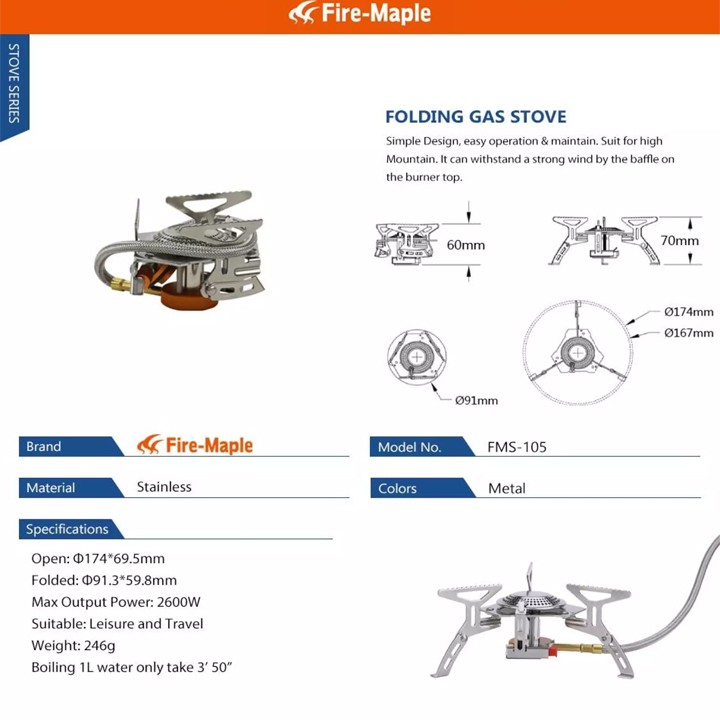 Bếp gas dã ngoại cắm trại Fire Maple FMS-105