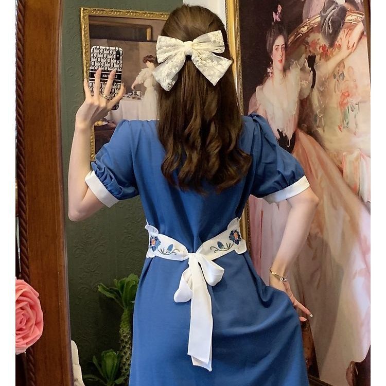 Đầm Thêu Họa Tiết Phong Cách Vintage Pháp Thanh Lịch Cho Nữ