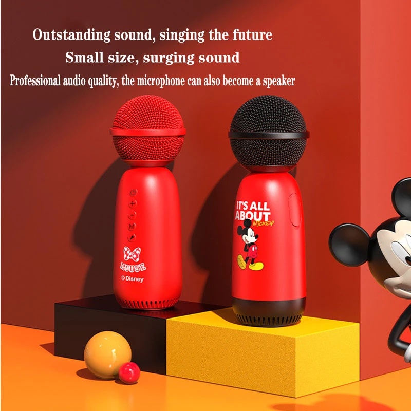 Disney Mickey Mouse Condenser Mic Loa Nghe Nhạc Bluetooth Không Dây Mini Loa Di động Dễ Thương Loa Bluetooth Condenser Mic