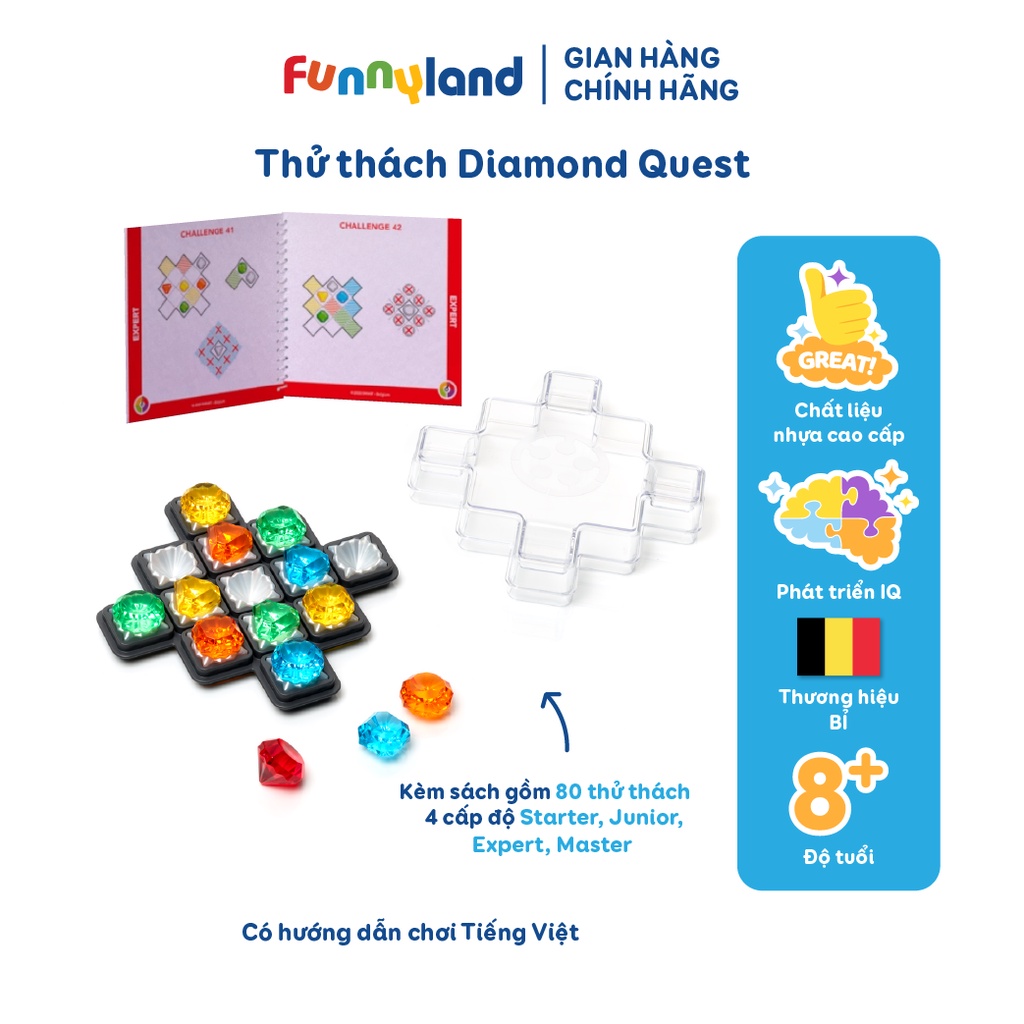 Đồ chơi trí tuệ Smart Games Thử thách Diamond Quest cho bé từ 8 tuổi với 80 thử thách