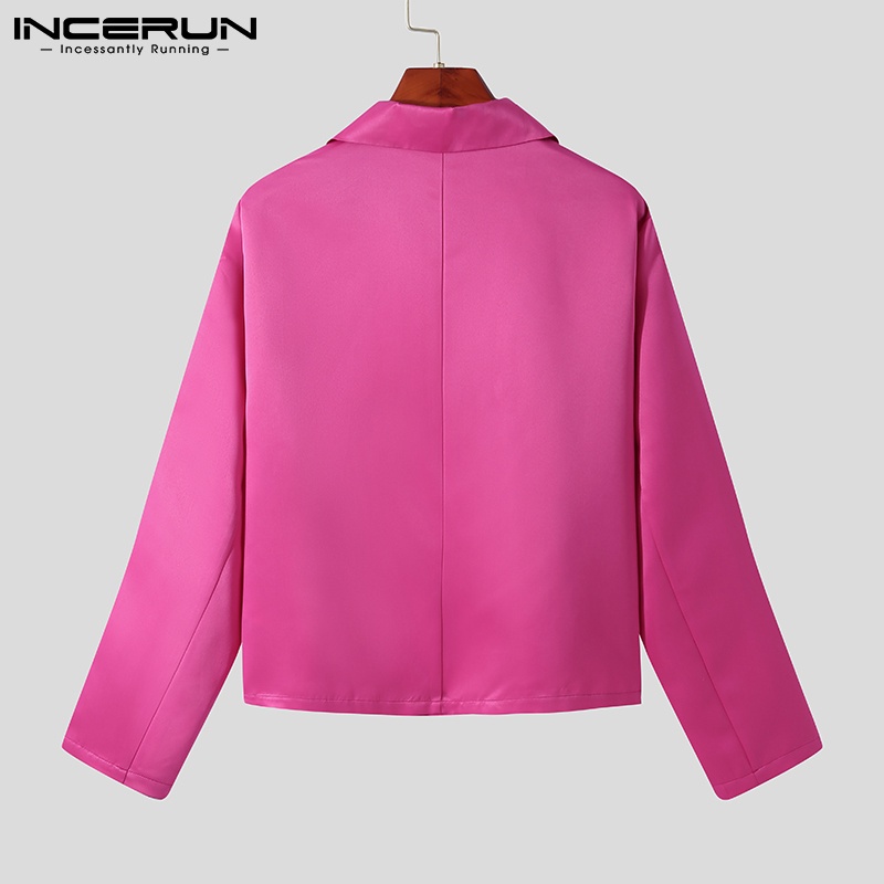 Áo khoác blazer INCERUN 3 màu trơn tay dài mềm mại với 1 nút cài dành cho nam