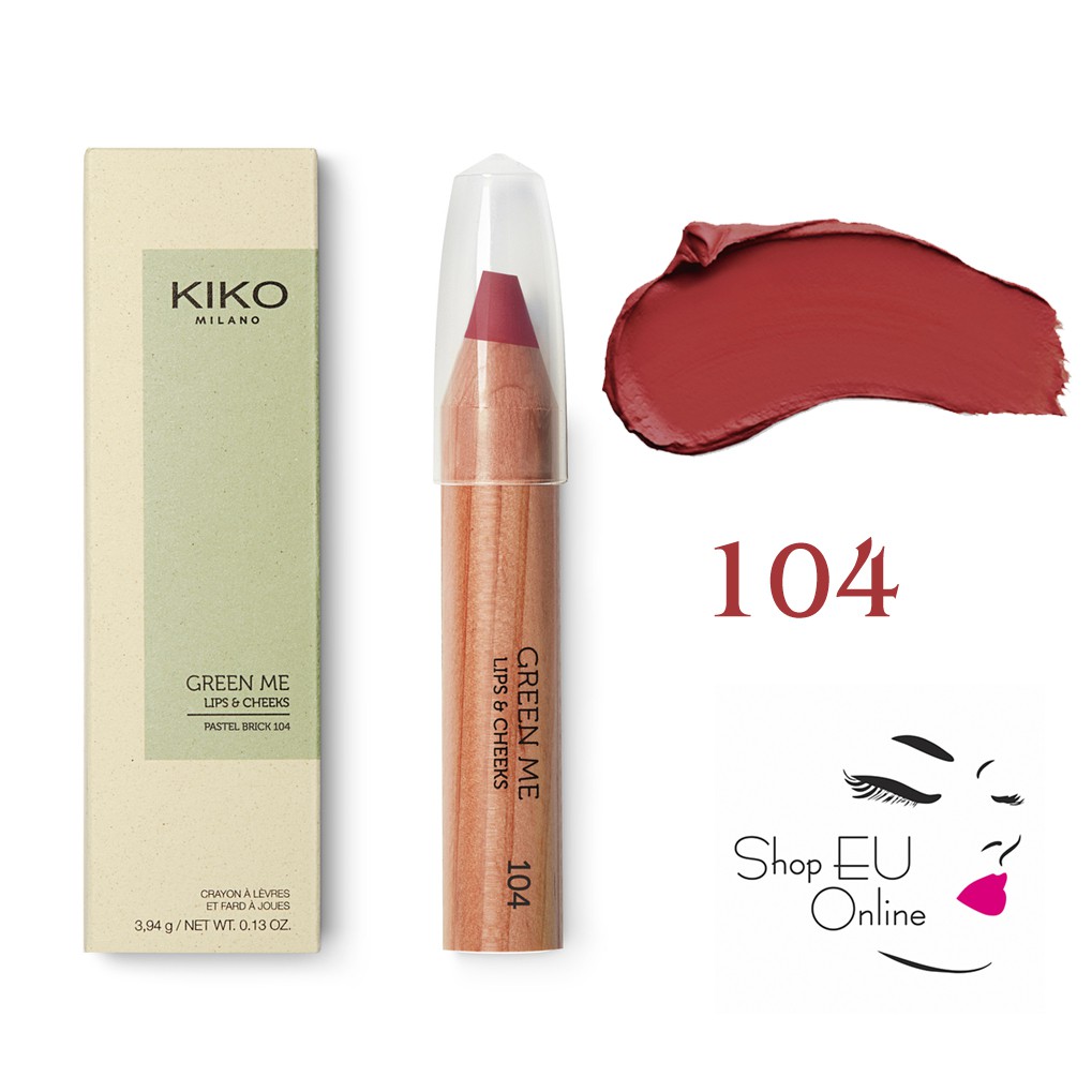 Chì kẻ môi &amp; má hồng Kiko - New Green Me Lips &amp; Cheeks - 2 trong 1