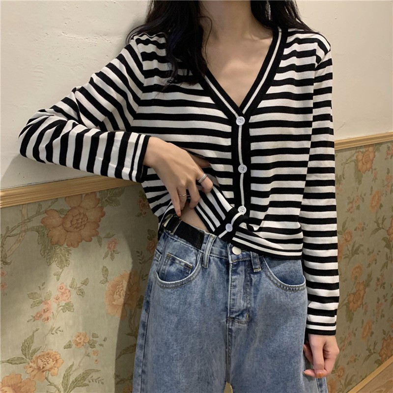 Áo Khoác Cardigan Dài Tay Dáng Rộng Với Thiết Kế Cổ Chữ V Xinh Xắn Dành Cho Nữ