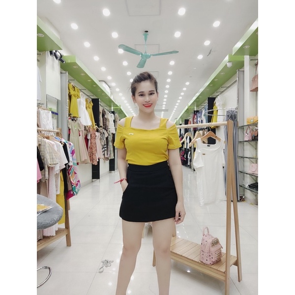 Áo thun nữ cắt vai chất thun mát siêu co giãn đủ size từ S-XXL