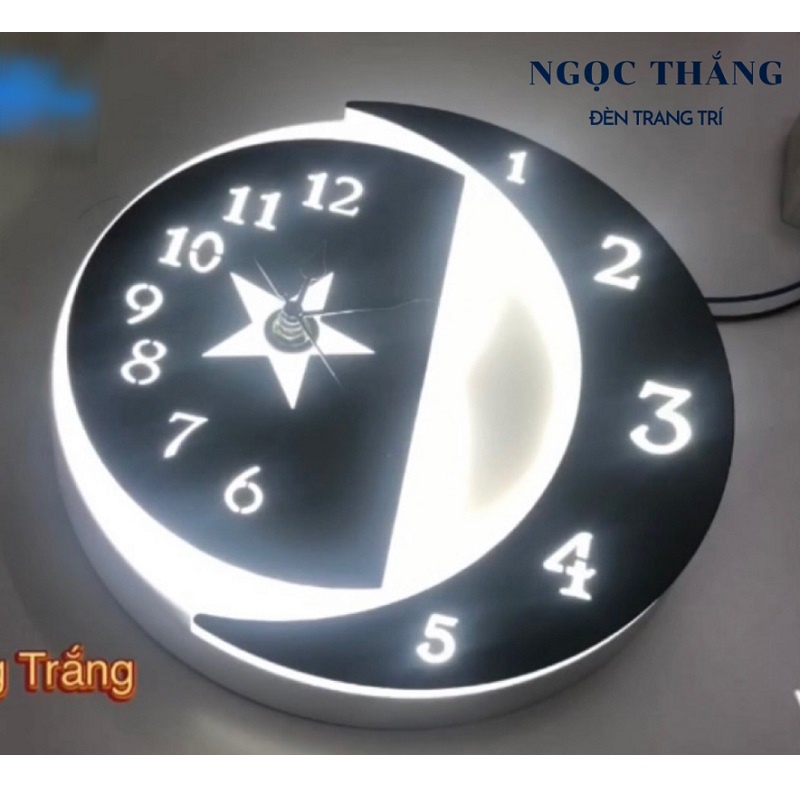Đèn Led treo tường ốp tường trang trí tích hợp đồng hồ Led 3 chế độ màu 8W 220V GT412 Ngọc Thắng