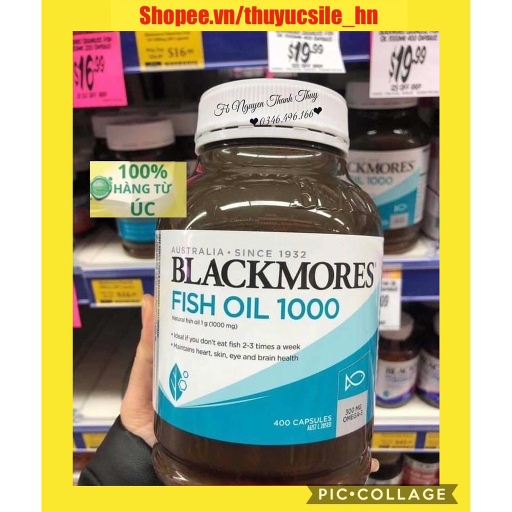 (Date 2023) Viên dầu cá có mùi Blackmores Odourless Fish Oil 1000, 400 viên