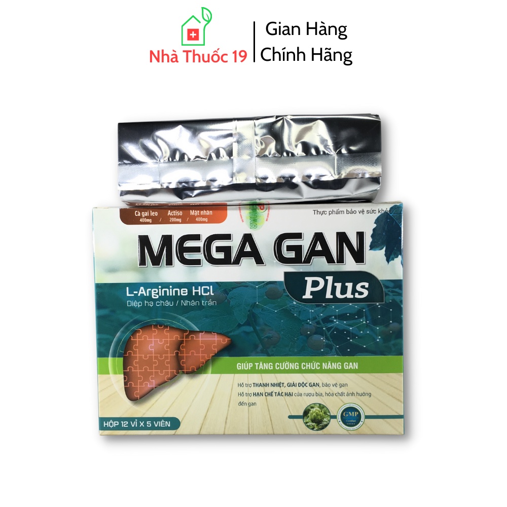 Bổ Gan Mega GanPlus Giúp Tăng Cường Chức Năng Gan Thanh Nhiệt Giải Độc Mát Gan Hạ Men Gan (Hộp 60 Viên)