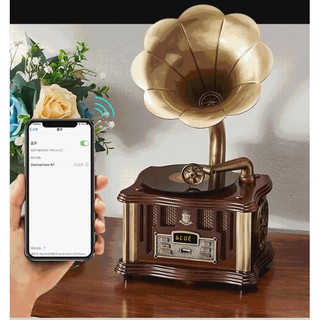 Máy hát đài loa kèn đồng đa năng chạy usb, bluetooth, FM,... đẹp mê li