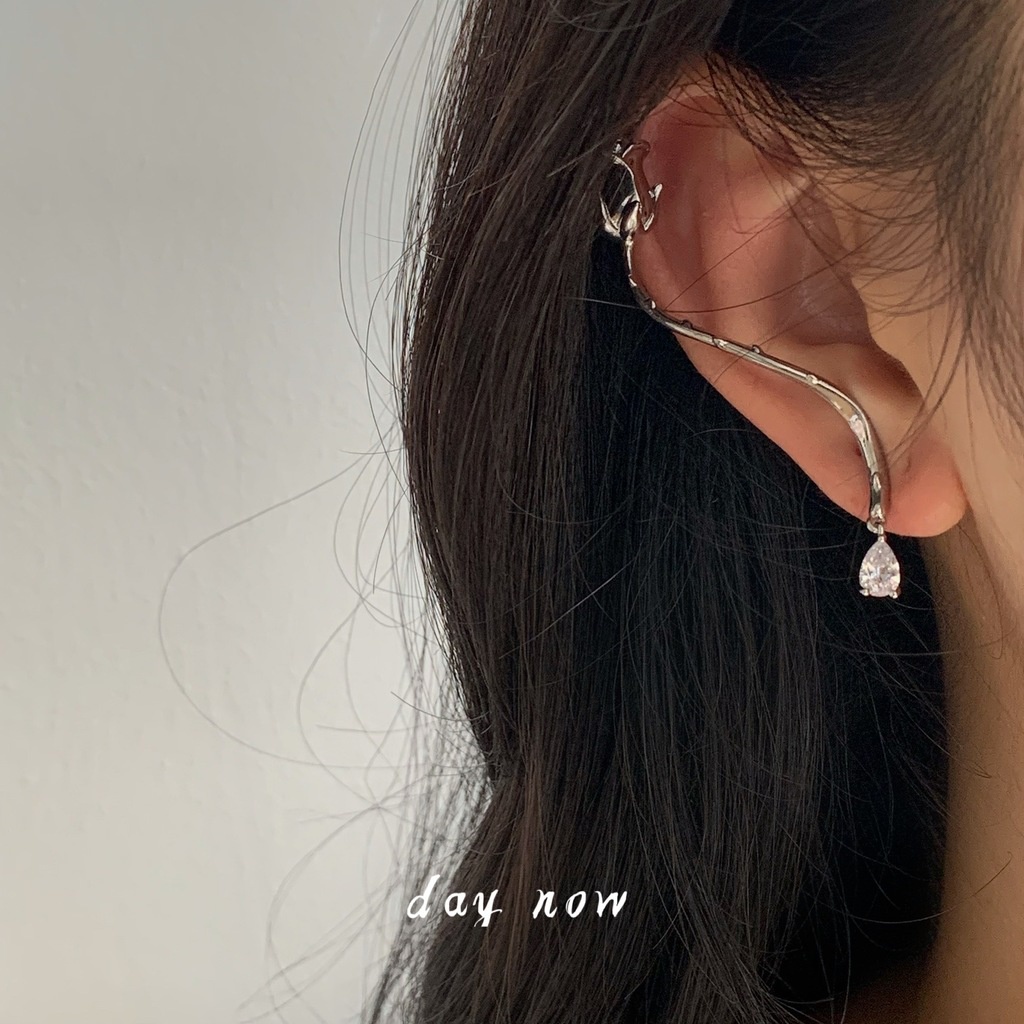 Khuyên Tai Dạng Kẹp Tích Hợp Kẹp Đính Đá zircon Hoa Hồng Thời Trang Đường Phố vintage Cá Tính