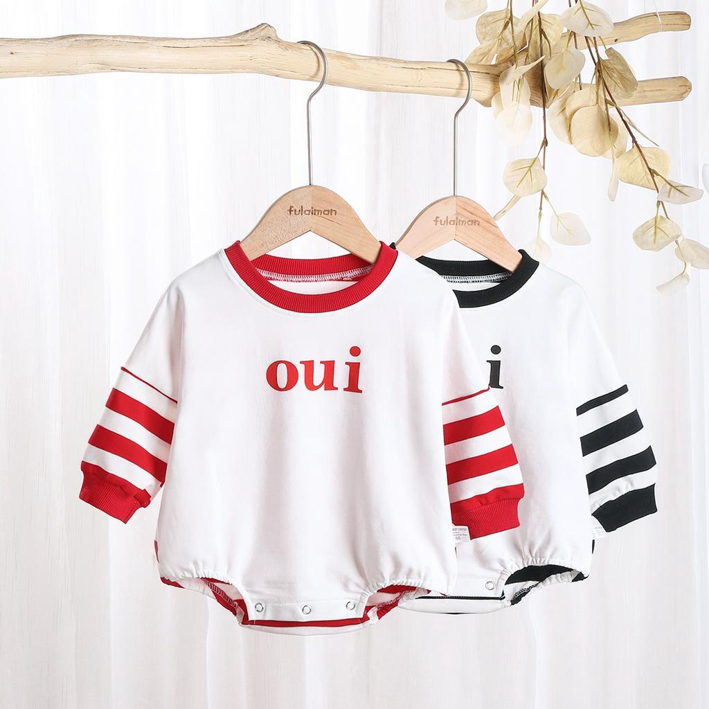 Jumpsuit Tay Dài Hoạ Tiết Kẻ Sọc Cho Trẻ Sơ Sinh